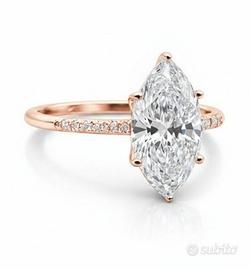 Anello ,14 carati oro rosa,diamante 2.09 ct,