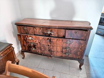 Comò d’epoca in radica – cassettiera 150 cm