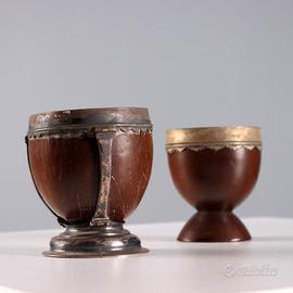 Coppia di Coppe in Argento e Noce Prima metà '800