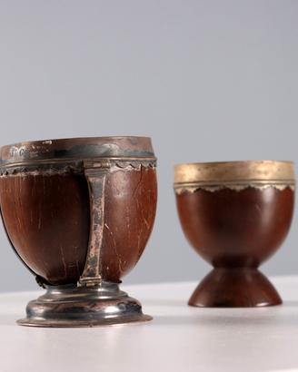 Coppia di Coppe in Argento e Noce Prima metà '800