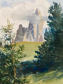 Pale di San Martino, acquerello su carta
