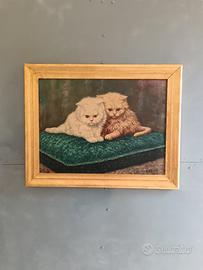 Dipinto Olio su Tela Gatti Persiani