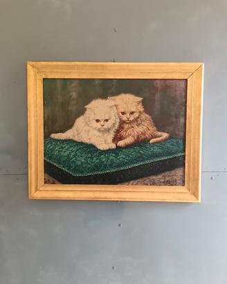 Dipinto Olio su Tela Gatti Persiani