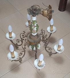 Lampadario sei bracci luci Art Nouveau