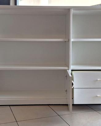 Mobile contenitore libreria bianco 151x34,5x105 cm