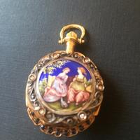 Prezioso orologio da collana oro pietre smalti