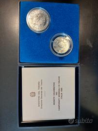Dittico Italia 90 500 e 200 lire argento 