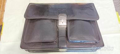 Borsa da lavoro uomo in vera pelle nera lucida
