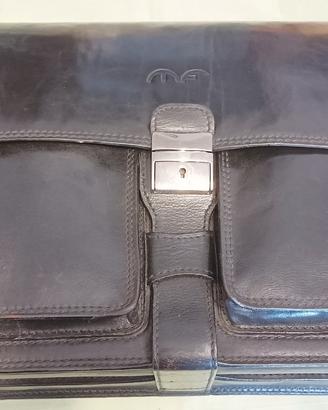Borsa da lavoro uomo in vera pelle nera lucida
