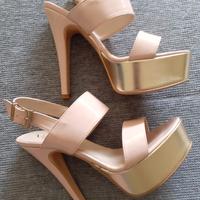 Sandali vernice rosa tacchi alti 37 plateau oro