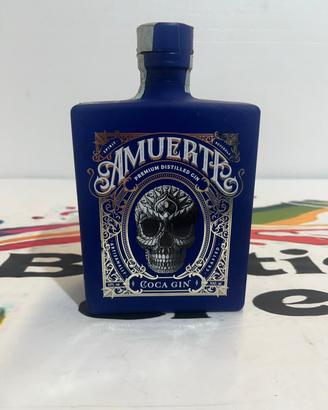 Bottiglia vuota gin Amuerte Blu teschio messicano