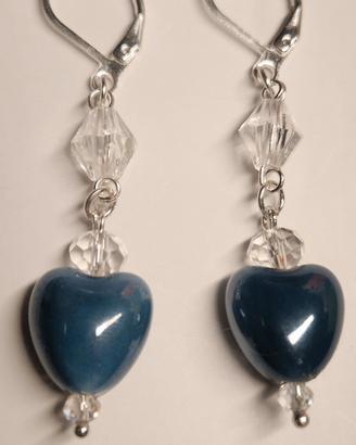 Orecchini donna con cuore di ceramica