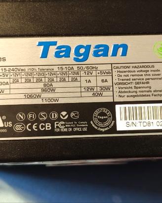 Alimentatore modulare ATX 1100 Watt Tagan PipeRock