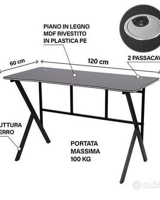 Scrivania gaming per studio pc gioco lavoro