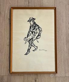 Remo Brindisi disegno originale a china 1955