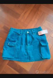 gonna cargo jeans blu