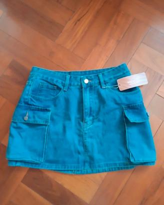 gonna cargo jeans blu