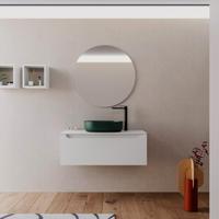 Mobile Bagno Sospeso 90cm Bianco Con Specchio