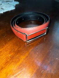 Cintura donna pelle marrone/nera sottile