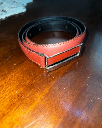 Cintura donna pelle marrone/nera sottile