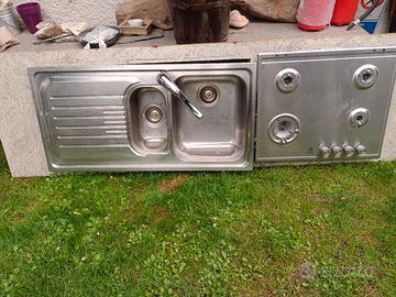 lavandino due vasche acciaio con fuochi