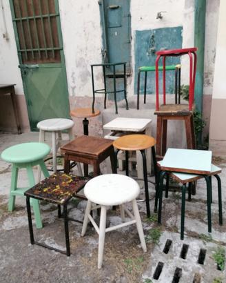 sgabelli vintage legno ferro epoca 900