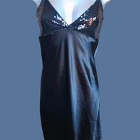 Mini Abito/Sottoveste Raso Nero con Paillettes