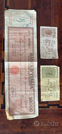 Monete in foglio 2 lire 1 lite e un titolo al por
