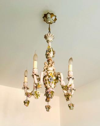 Esclusivo Lampadario Capodimonte Originale