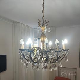 lampadario con gocce in cristallo anni 60