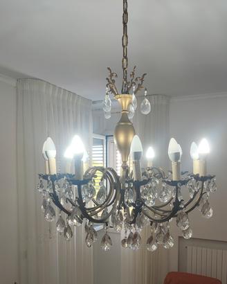 lampadario con gocce in cristallo anni 60
