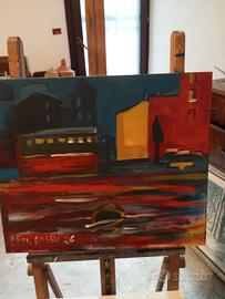 Quadro acrilico e olio su tela 