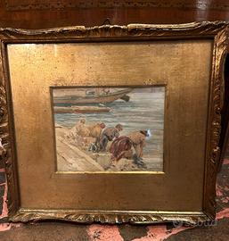 quadro d'epoca, lavandaie 