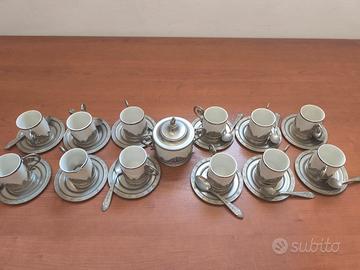 set da caffe vintage porcellana e argento 