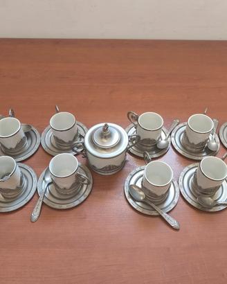 set da caffe vintage porcellana e argento 