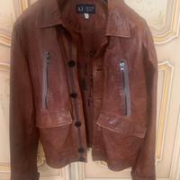 Giacca in pelle marrone Armani Jeans