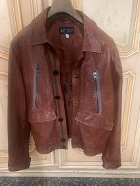 Giacca in pelle marrone Armani Jeans