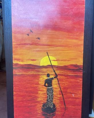 Quadro etnico cornice Africano Africa dipinto sole