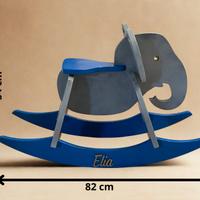 Elefante a dondolo in legno personalizzato