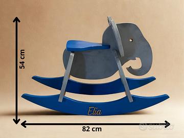 Elefante a dondolo in legno personalizzato