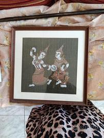 Dipinto su Seta Thailandese Vintage Danzatori