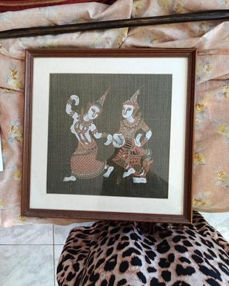 Dipinto su Seta Thailandese Vintage Danzatori