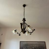 Coppia lampadari in ferro battuto stile rustico