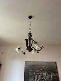 Coppia lampadari in ferro battuto stile rustico