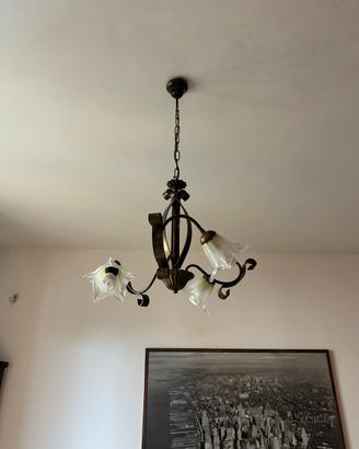 Coppia lampadari in ferro battuto stile rustico