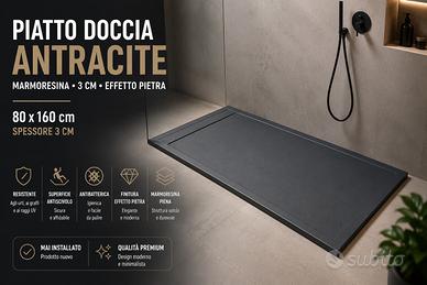 🚿 Piatto Doccia Antracite Marmoresina 3cm