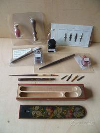 Set scrittura penne pennini inchiostri altro vinta