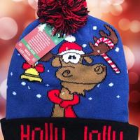 Cappellino natalizio con pompon e led
