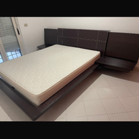 Letto matrimoniale legno e cuoio fiorentino