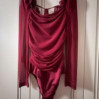 Body bordeaux a manica lunga